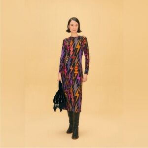 SOLD FARM Rio Multicolor Lightning Midi Dress
